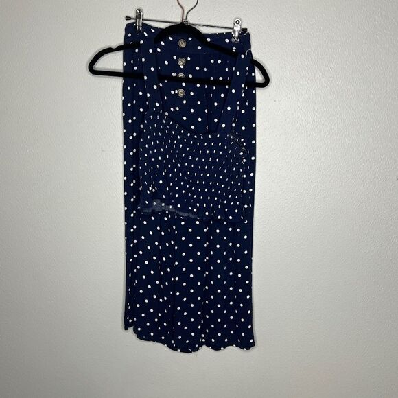 American Eagle 2 piece Coordinating Set Top and Pants Navy Blue Polka Dot Size S - Picture 5 of 11